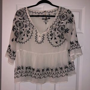 Embroidery detailed free people blouse